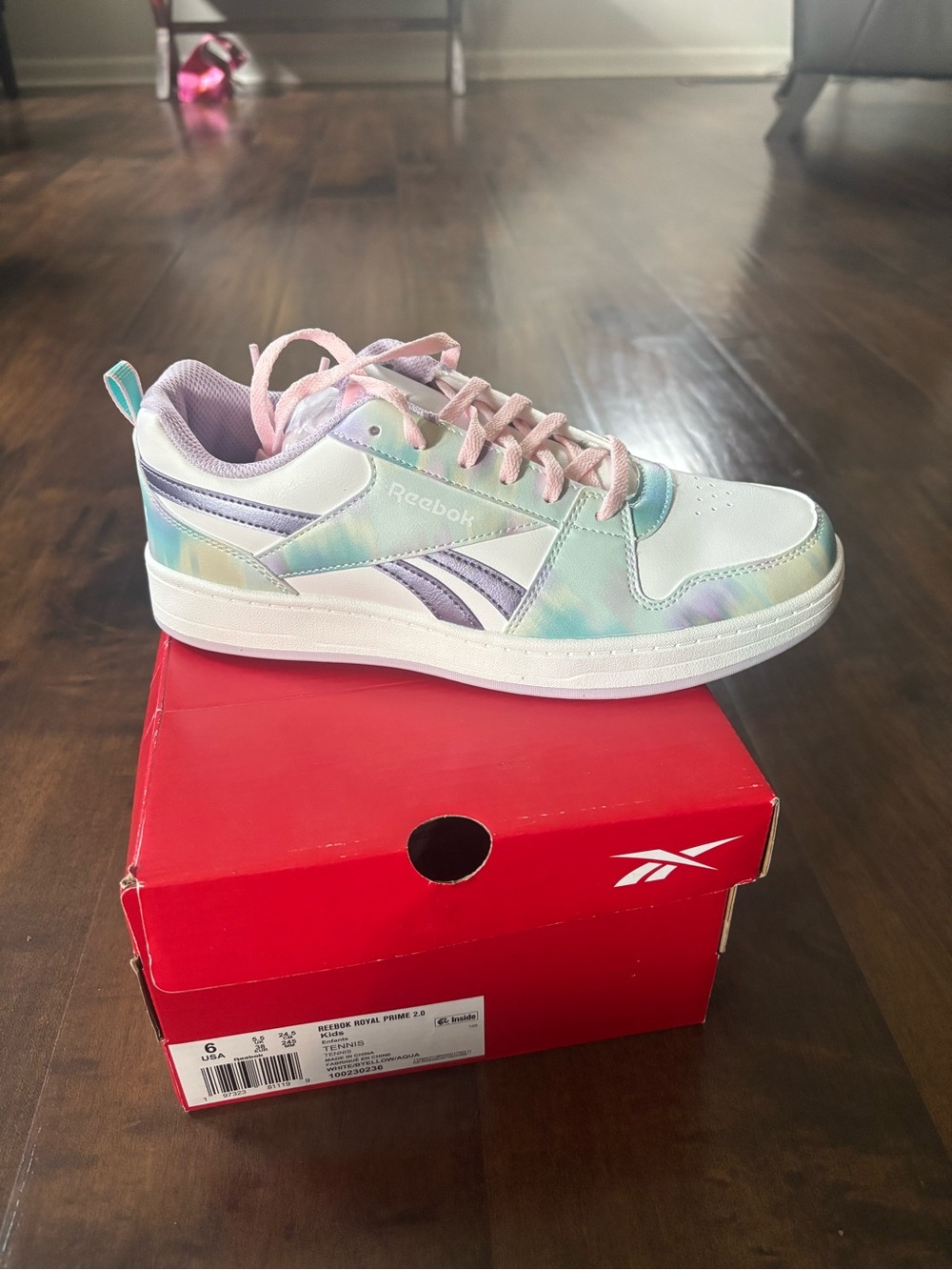 Reebok Kids' Pastel Tie-Dye Low Top Sneakers - Pink, Purple & Teal